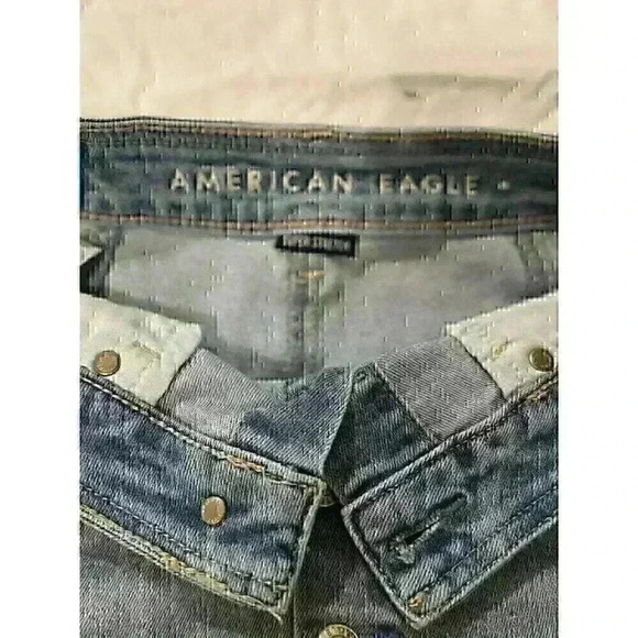American Eagle Skirt Size 0 Short Jean Button Up Front Denim Stretch Preppy y2k - Picture 3 of 4